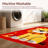 Ultra Soft Area Rug, Non Slip, Stain Resistant, Washable Area Rugs for Living Room, Bedroom, Whimsical Alphabetic Animal Motif(Red)