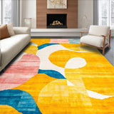 Ultra Soft Area Rug, Non Slip, Stain Resistant, Washable Area Rugs for Living Room, Bedroom, Striking Colorful Symmetrical Shapes(Yellow)