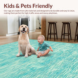 Ultra Soft Area Rug, Non Slip, Stain Resistant, Washable Area Rugs for Living Room, Bedroom, Stylish Mint Green Geometric Touch(Blue)