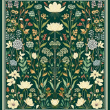 Ultra Soft Area Rug, Non Slip, Stain Resistant, Washable Area Rugs for Living Room, Bedroom, Artful Botanical Insect Composition(Green)