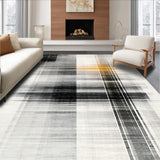 Ultra Soft Area Rug, Non Slip, Stain Resistant, Washable Area Rugs for Living Room, Bedroom, Noir Et Blanc: Striped Woven Rug, Classic Look(Gray)