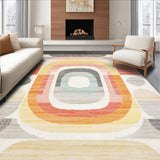 Ultra Soft Area Rug, Non Slip, Stain Resistant, Washable Area Rugs for Living Room, Bedroom, Elegant Soft Pastel Geometry(Orange)