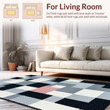 Ultra Soft Area Rug, Non Slip, Stain Resistant, Washable Area Rugs for Living Room, Bedroom, Geometric Minimalist Bedroom Carpet for High Traffic Areas(Gray)