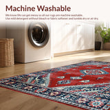 Ultra Soft Area Rug, Non Slip, Stain Resistant, Washable Area Rugs for Living Room, Bedroom, Rustic Crimson Medallion Elegance(Red)