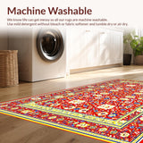 Ultra Soft Area Rug, Non Slip, Stain Resistant, Washable Area Rugs for Living Room, Bedroom, Bold Transitional Diamond Layout(Red)