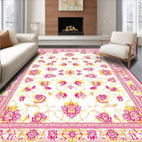 Ultra Soft Area Rug, Non Slip, Stain Resistant, Washable Area Rugs for Living Room, Bedroom, Artistic Modern Floral Arrangement(White)