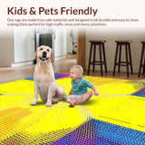 Ultra Soft Area Rug, Non Slip, Stain Resistant, Washable Area Rugs for Living Room, Bedroom, Vibrant Abstract Sunburst Motif(Yellow)