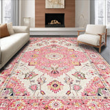 Ultra Soft Area Rug, Non Slip, Stain Resistant, Washable Area Rugs for Living Room, Bedroom, Elegant Blush Garden Pattern(Pink)
