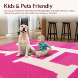 Ultra Soft Area Rug, Non Slip, Stain Resistant, Washable Area Rugs for Living Room, Bedroom, Cute Alphabetic Circle Aesthetic(Pink)