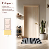 Ultra Soft Area Rug, Non Slip, Stain Resistant, Washable Area Rugs for Living Room, Bedroom, Sleek Minimalist Striped Motif(Black)
