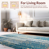 Ultra Soft Area Rug, Non Slip, Stain Resistant, Washable Area Rugs for Living Room, Bedroom, Elegant Micro Loop Area with Speckled Blue and Beige(Blue)