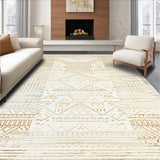 Ultra Soft Area Rug, Non Slip, Stain Resistant, Washable Area Rugs for Living Room, Bedroom, Nomadic Spirit Woven Look Artistic Cream and Beige Boho(Beige)