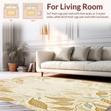 Ultra Soft Area Rug, Non Slip, Stain Resistant, Washable Area Rugs for Living Room, Bedroom, Whispering Wilds Abstract Animal Inspired Geometry and Leaves(Beige)