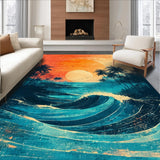 Ultra Soft Area Rug, Non Slip, Stain Resistant, Washable Area Rugs for Living Room, Bedroom, Summer Vibes Surf Board Area Rug Beach House Decor Coastal Accent Carpet(Orange)