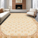 Ultra Soft Area Rug, Non Slip, Stain Resistant, Washable Area Rugs for Living Room, Bedroom, Stylish Round with Interlaced Lattice and Floral Motifs(Beige)