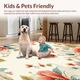 Ultra Soft Area Rug, Non Slip, Stain Resistant, Washable Area Rugs for Living Room, Bedroom, Floral Wall Indoor Decor Accent(Ivory)