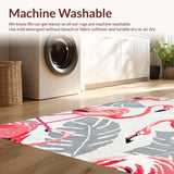Ultra Soft Area Rug, Non Slip, Stain Resistant, Washable Area Rugs for Living Room, Bedroom, Rustic Tropical Leaf Arrangement(Pink)