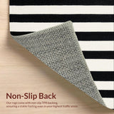 Ultra Soft Area Rug, Non Slip, Stain Resistant, Washable Area Rugs for Living Room, Bedroom, Contemporary Stripe Woven Rug Entry Way Mat(Black)