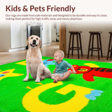 Ultra Soft Area Rug, Non Slip, Stain Resistant, Washable Area Rugs for Living Room, Bedroom, Bright Cheerful Animal Alphabet(Green)