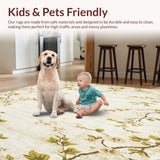 Ultra Soft Area Rug, Non Slip, Stain Resistant, Washable Area Rugs for Living Room, Bedroom, Boho Chic Area Distressed Floral Low Pile(Beige)