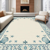 Ultra Soft Area Rug, Non Slip, Stain Resistant, Washable Area Rugs for Living Room, Bedroom, Coastal Inspired Seashell Motif(Beige)
