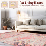 Ultra Soft Area Rug, Non Slip, Stain Resistant, Washable Area Rugs for Living Room, Bedroom, Romantic Pink Retro Aesthetic(Pink)