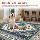 Ultra Soft Area Rug, Non Slip, Stain Resistant, Washable Area Rugs for Living Room, Bedroom, Vintage Grey Living Room Stain-Resistant Area Rug(Blue)