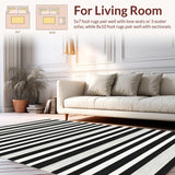 Ultra Soft Area Rug, Non Slip, Stain Resistant, Washable Area Rugs for Living Room, Bedroom, Classic Black And White Striped Rug: Farmhouse Style Door Mat(Black)