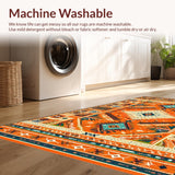 Ultra Soft Area Rug, Non Slip, Stain Resistant, Washable Area Rugs for Living Room, Bedroom, Lively Multi-Tonal Medallion Style(Orange)