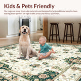Ultra Soft Area Rug, Non Slip, Stain Resistant, Washable Area Rugs for Living Room, Bedroom, Beige and Green Floral Runner for Hallway(Beige)