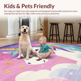 Ultra Soft Area Rug, Non Slip, Stain Resistant, Washable Area Rugs for Living Room, Bedroom, Whimsical Pastel Unicorn Fantasy(Purple)