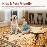 Ultra Soft Area Rug, Non Slip, Stain Resistant, Washable Area Rugs for Living Room, Bedroom, Rustic Warm Color Palette(Gold)