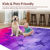 Ultra Soft Area Rug, Non Slip, Stain Resistant, Washable Area Rugs for Living Room, Bedroom, Chic Ombre Starburst Illusion(Purple)