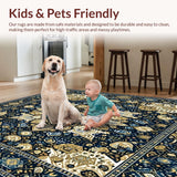 Intricate Design Non Shedding Beige and Gold(Blue)