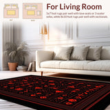 Ultra Soft Area Rug, Non Slip, Stain Resistant, Washable Area Rugs for Living Room, Bedroom, Trendy Soft Edge Dice Concept(Red)