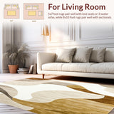 Ultra Soft Area Rug, Non Slip, Stain Resistant, Washable Area Rugs for Living Room, Bedroom, Chic Area with Artistic Beige and Coffee Swirl Design(Beige)