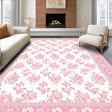 Ultra Soft Area Rug, Non Slip, Stain Resistant, Washable Area Rugs for Living Room, Bedroom, Stylish Soft-Toned Floral Elegance(White)