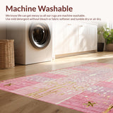 Ultra Soft Area Rug, Non Slip, Stain Resistant, Washable Area Rugs for Living Room, Bedroom, Coquette Carpet, Pink and White Bow Art(Pink)