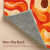 Ultra Soft Area Rug, Non Slip, Stain Resistant, Washable Area Rugs for Living Room, Bedroom, Retro Abstract Wavy Composition(Orange)
