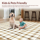 Elegant Beige Checkered Area with Refined Tartan and Linear Details(Beige)