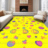 Ultra Soft Area Rug, Non Slip, Stain Resistant, Washable Area Rugs for Living Room, Bedroom, Enchanting Rainbow Smiley Arrangement(Yellow)