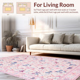 Ultra Soft Area Rug, Non Slip, Stain Resistant, Washable Area Rugs for Living Room, Bedroom, Delicate Butterfly Scalloped Aesthetic(Pink)
