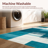 Ultra Soft Area Rug, Non Slip, Stain Resistant, Washable Area Rugs for Living Room, Bedroom, Contemporary Abstract Teal Geometry(Blue)
