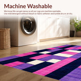Ultra Soft Area Rug, Non Slip, Stain Resistant, Washable Area Rugs for Living Room, Bedroom, Modern Abstract Circular Patterns(Purple)