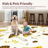 Ultra Soft Area Rug, Non Slip, Stain Resistant, Washable Area Rugs for Living Room, Bedroom, Serene Whimsical Botanical Aesthetic(Yellow)