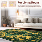 Ultra Soft Area Rug, Non Slip, Stain Resistant, Washable Area Rugs for Living Room, Bedroom, Vibrant Area Featuring Geometric Animal Motifs and Floral Designs(Green)