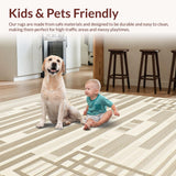 Ultra Soft Area Rug, Non Slip, Stain Resistant, Washable Area Rugs for Living Room, Bedroom, Artistic Abstract Fuzzy Shapes Theme(Beige)