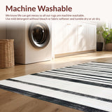 Ultra Soft Area Rug, Non Slip, Stain Resistant, Washable Area Rugs for Living Room, Bedroom, Striking Layered Stripe Area Rug for Entryways(Black)