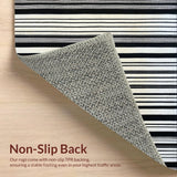 Ultra Soft Area Rug, Non Slip, Stain Resistant, Washable Area Rugs for Living Room, Bedroom, Monochrome Linear Layered Rug with Bold Black and White Contrast Stripes(Black)