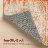 Ultra Soft Area Rug, Non Slip, Stain Resistant, Washable Area Rugs for Living Room, Bedroom, Lively Floral Trellis Composition(Orange)